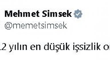 Bakan Şimşek: Son 12 yılın en düşük işsizlik oranı