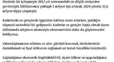 Cevdet Yılmaz: İstihdam artışı ile ekonomimiz daha güçlenecek