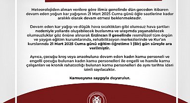 Erzincan'da eğitimde kar tatili uzatıldı