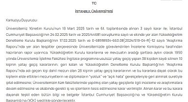İstanbul - İstanbul Üniversitesi'nden diploma soruşturmasına ilişkin açıklama