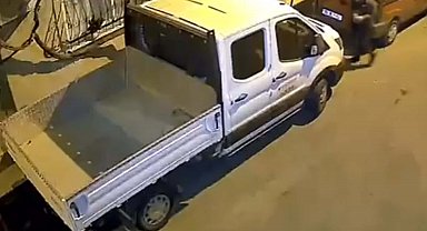Komşusunun kamyonetini çaldı; o anlar kamerada