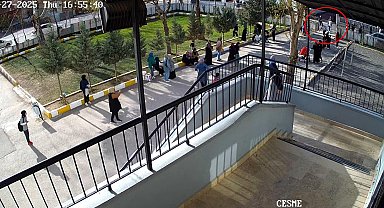 Okul müdürüne yumruklu saldırı kamerada