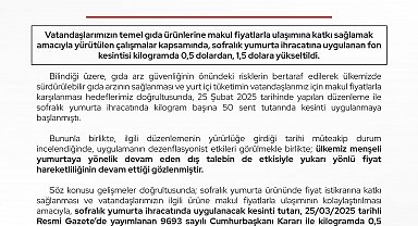 Sofralık yumurta ihracatına uygulanan fon kesintisi 1,5 dolara yükseltildi