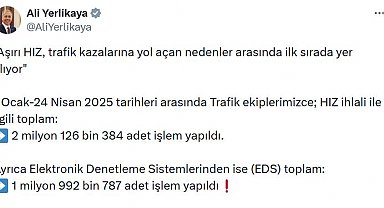 2025'te trafik ekipleri, hız ihlaliyle ilgili 2 milyon 126 bin işlem yaptı