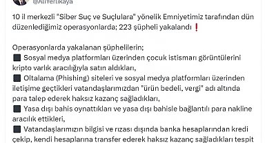 31 ilde siber suçlulara yönelik operasyon; 223 gözaltı