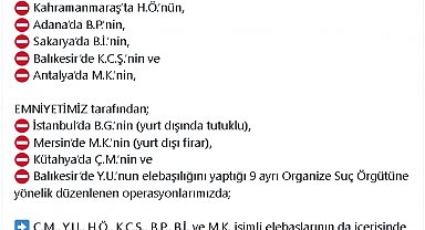 8 ilde suç örgütü operasyonları; 86 şüpheli tutuklandı