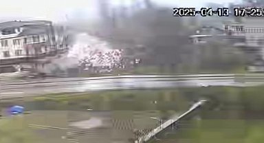 Ağaca yıldırım düştüğü o anlar kameraya yansıdı