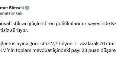 Bakan Şimşek: KKM'den çıkış kesintisiz sürüyor