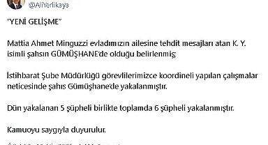 Bakan Yerlikaya: Ahmet Minguzzi'nin ailesine tehdit mesajları atan 6 şüpheli yakalandı