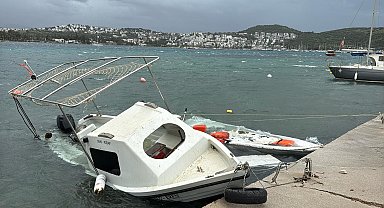 Bodrum'da tekneler suya gömüldü, ağaçlar devrildi