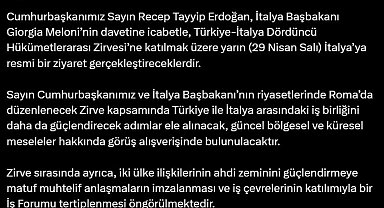 Cumhurbaşkanı Erdoğan, yarın İtalya'ya gidecek