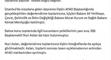 DMM: 'AFAD'da İBB'siz deprem toplantısı yaptılar' iddiası doğru değildir