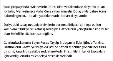 DMM: 'Gazzeli sivillerin Suriye'nin kuzeyine yerleştirileceği' iddiası doğru değildir