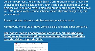 DMM: Yargıtay'da Cumhurbaşkanımızın üniversite diploması ile ilgili dava bulunmamaktadır