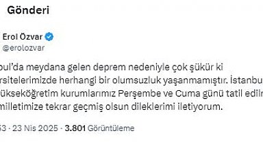 İstanbul'da üniversiteler 2 gün tatil edildi