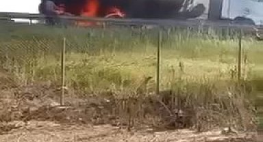 TEM'de seyir halindeki TIR'ın balatalarında yangın çıktı