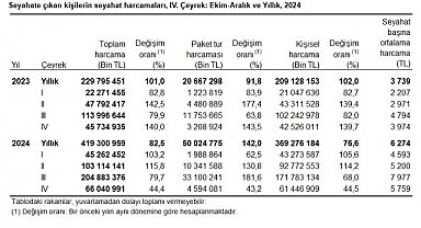 TÜİK: 2024 yılında yerli turistler 419,3 milyar TL harcadı