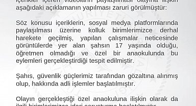 Anaokulunda çocuklarla uygunsuz görüntülerini paylaşan şüpheliye gözaltı