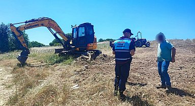 Aydın'da Hazine arazisinde kaçak kazıya 4 gözaltı