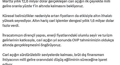Bakan Şimşek: Cari açığı yıl sonunda OVP'nin altında bekliyoruz