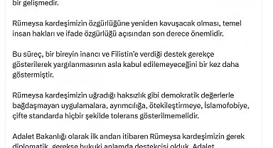 Bakan Tunç: Rümeysa'nın serbest bırakılması kamu vicdanını rahatlatmıştır
