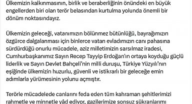 Bakan Tunç: Ülkemiz, terörün karanlığını ardında bırakıp Cumhuriyetimizin temel değerlerini daima yaşatacak