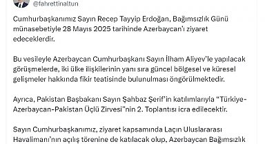 Cumhurbaşkanı Erdoğan, yarın Azerbaycan'a gidecek