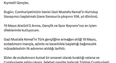 Cumhurbaşkanı Erdoğan'dan '19 Mayıs' mesajı