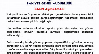 EGM'den 1 Mayıs açıklaması; 418 kişi gözaltına alındı