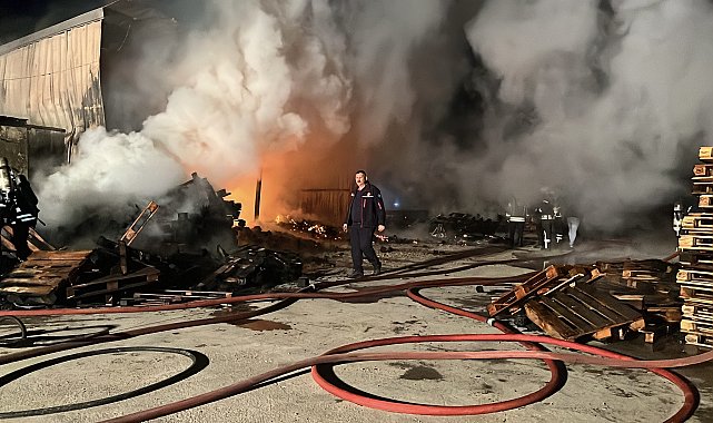 Gebze'de ahşap palet deposunda yangın