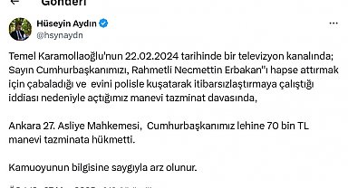 Karamollaoğlu, Cumhurbaşkanı Erdoğan'a tazminat ödeyecek