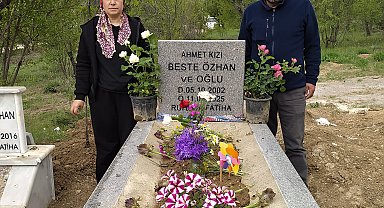 Karnında bebeği ile öldürülen Beste'nin mezarına Anneler Günü ziyareti