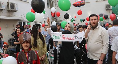 Kas hastası Raziye'nin isteği; Filistin bayrağını simgeleyen balonlar gökyüzüne bırakıldı