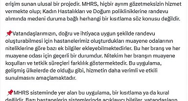 Sağlık Bakanlığı: MHRS, medeni duruma göre kısıtlama içermiyor