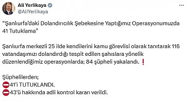 Şanlıurfa merkezli 25 ilde dolandırıcılık operasyonu; 41 tutuklama