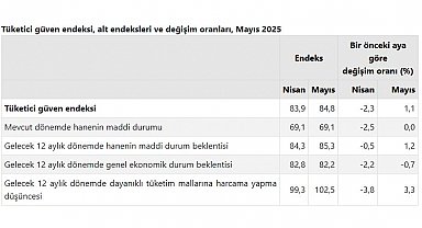 TÜİK: Tüketici güven endeksi mayısta arttı