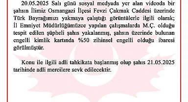 Türk bayrağını yakmaya çalıştığı öne sürülen şüpheli, kadın tepki gösterince kaçtı