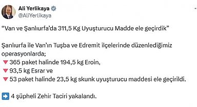 Van ve Şanlıurfa'da narkotik operasyonlarında 4 gözaltı