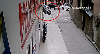 5'inci kattan park halindeki otomobilin üzerine düşen Elif, yaralandı; o anlar kamerada