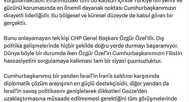 AK Partili Çelik: Özgür Özel'in Cumhurbaşkanımızın Filistin hassasiyetini sorgulamaya kalkması şuursuzluktur