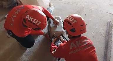 Apartman boşluğunda mahsur kalan martı kurtarıldı