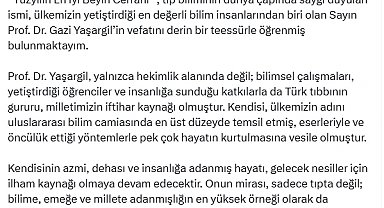 Bahçeli'den Prof. Dr. Gazi Yaşargil için taziye mesajı