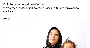 Bakan Kurum: İndere'de depremzede kardeşlerimiz bayramı yeni yuvalarında karşılıyor