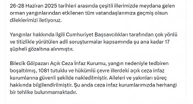 Bakan Tunç: Yangınlarla ilgili 17 şüpheli gözaltına alındı