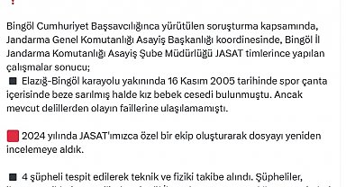 Bakan Yerlikaya: JASAT, 20 yıl önce çantada ölü bulunan bebeğin faillerini yakaladı