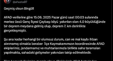 Bingöl'de 4 büyüklüğünde deprem