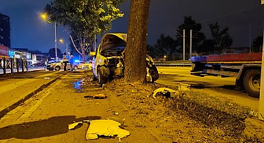 Bursa'da otomobil ağaca çarptı: 2 yaralı
