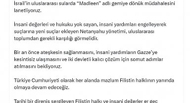 Cevdet Yılmaz: İsrail'in 'Madleen' adlı gemiye dönük müdahalesini lanetliyoruz