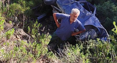 Hatay'da otomobil, 40 metreden uçuruma yuvarlandı; 1 ölü, 2 yaralı