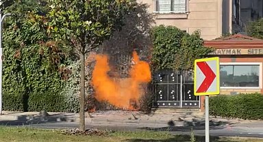 İstanbul - Başakşehir'de yeraltı elektrik kablosundan çıkan yangın doğalgaz kutusuna sıçradı